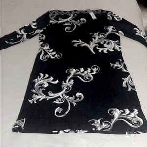 Apt. 9 Black and White Sheath Dress with Cuffed Long Sleeves